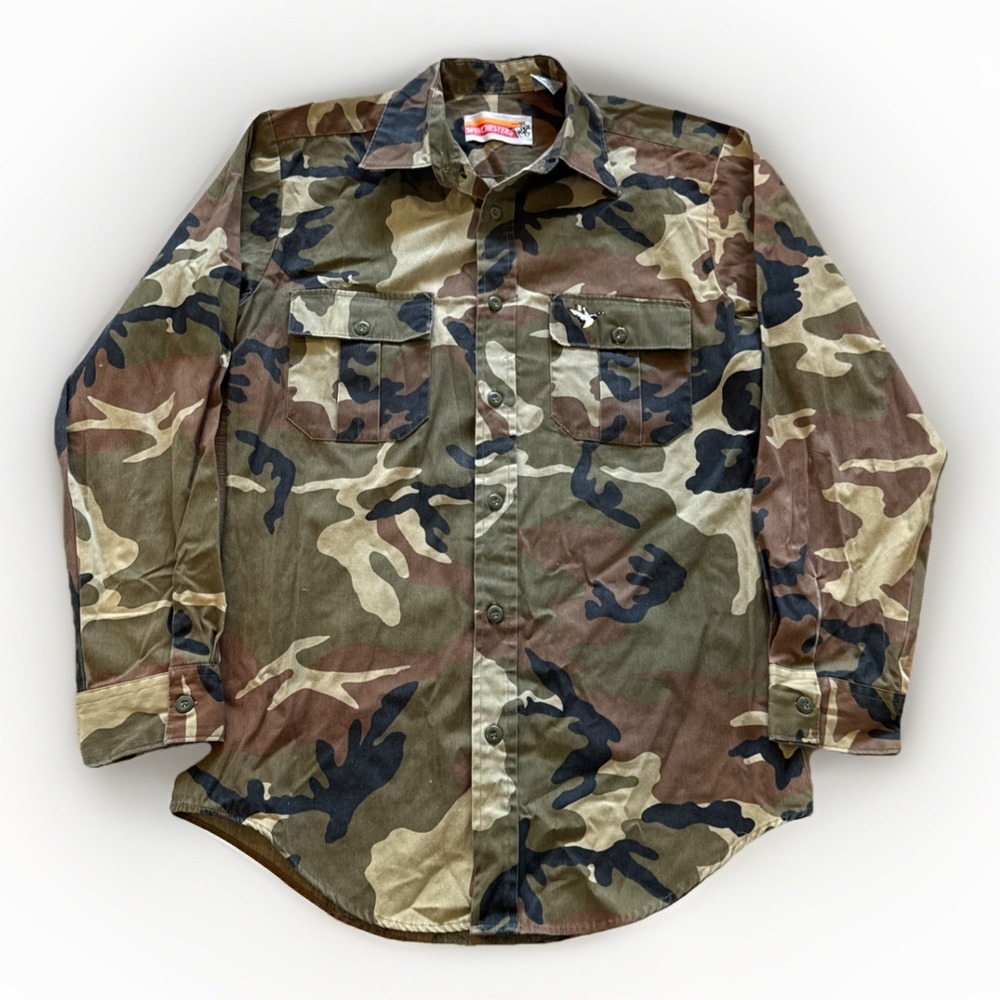 Winchester‎ Button Up Shirt Men's S Camouflage Duck Hunting Cotton 90s